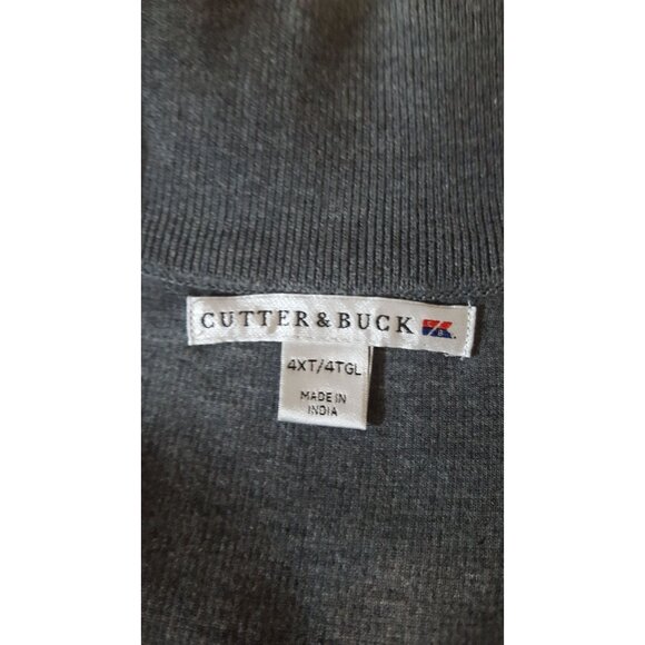 Cutter & Buck Mens Long Sleeve Shirt Quarter Zip Mock Neck Gray 4XT - Picture 7 of 8
